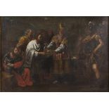 ROMAN PAINTER, 18TH CENTURY Historical episode Oil on canvas, cm. 43 x 59 Framed Provenance