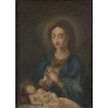 BOLOGNESE PAINTER, 17TH CENTURY The Virgin with her Child Oil on canvas, cm. 49 x 38,5 Recent re-