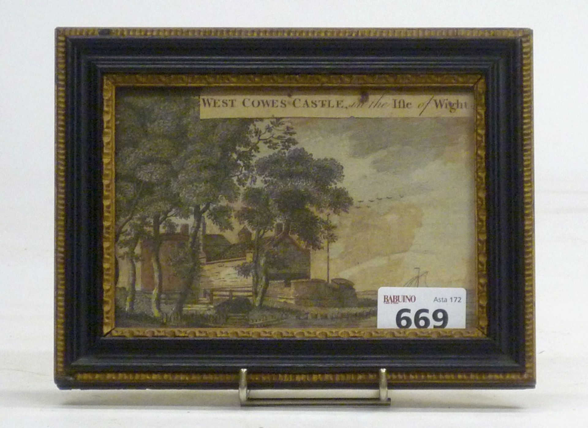 ENGLISH ENGRAVER, BEGINNING OF 19TH CENTURY West Cowes Castle Color engraving, cm. 11 x 15 Frame