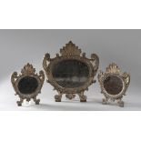 THREE CARTAGLORIAS IN SILVERED WOOD, 18TH CENTURY with frames to plant spirals, leaves, flowers