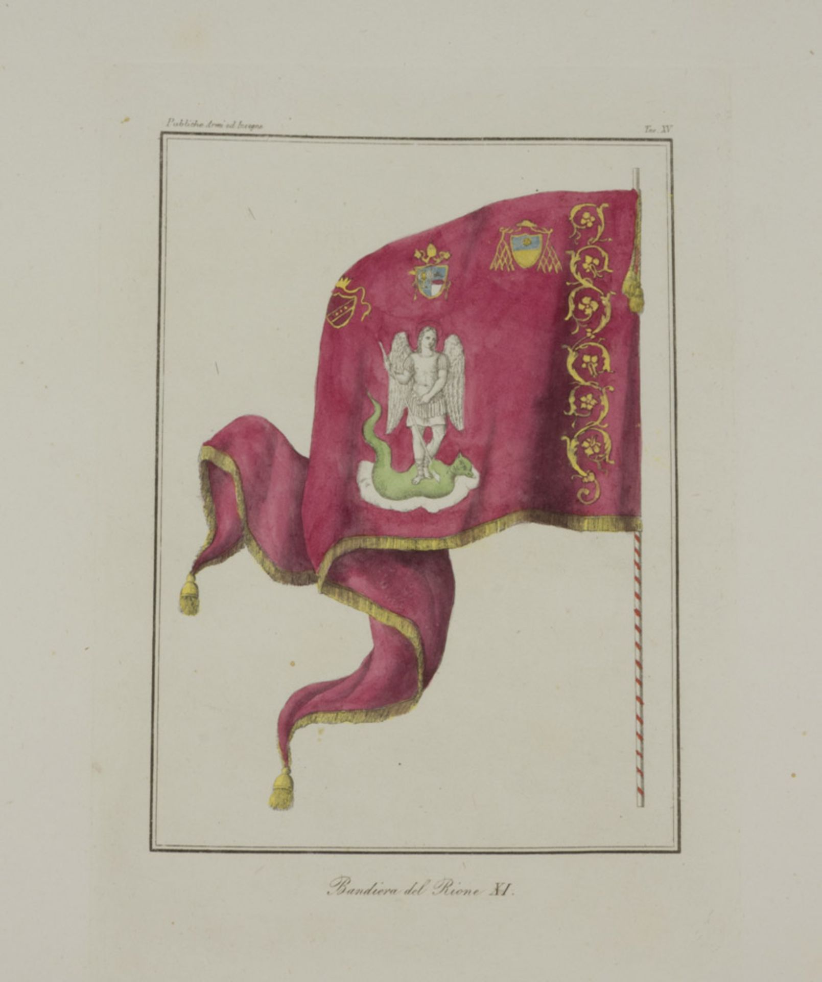 ROMAN ENGRAVER, 19TH CENTURY Flags and coats of arms of the State Vatican Fifteen engravings - Image 3 of 4