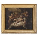 NEAPOLITAN PAINTER, 17TH CENTURY JESUS CROWNED BY CHERUBS Oil on canvas, cm. 60,5 x 71,5