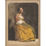 ITALIAN PAINTER, EARLY 19TH CENTURY COMMONER Water-color on paper, cm. 26 x 19,5 Framed 'G.M.', in