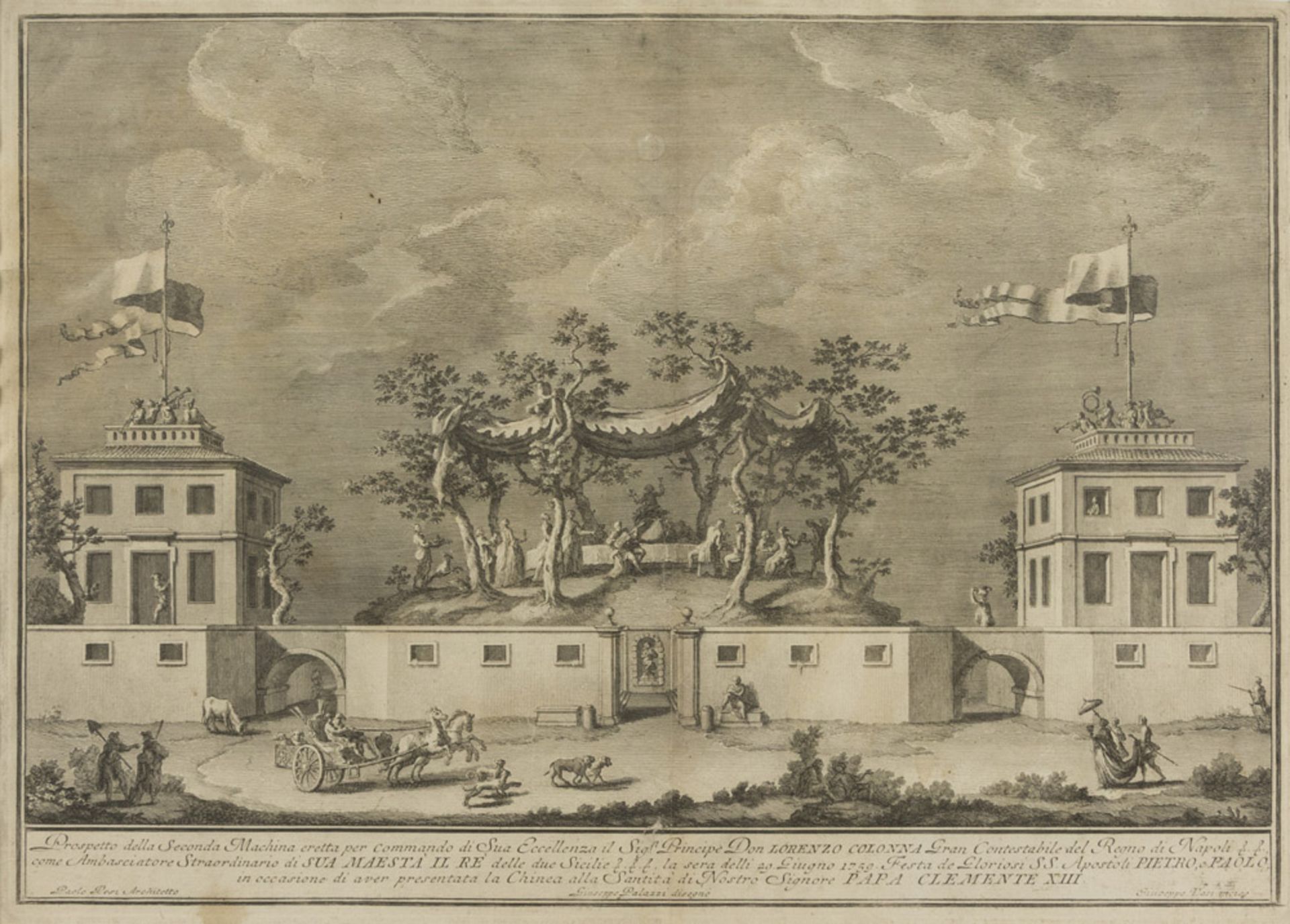 JOSEPH VASI (Corleone 1710 - Rome 1782) Construction of the temple of Bacchus for the celebration of