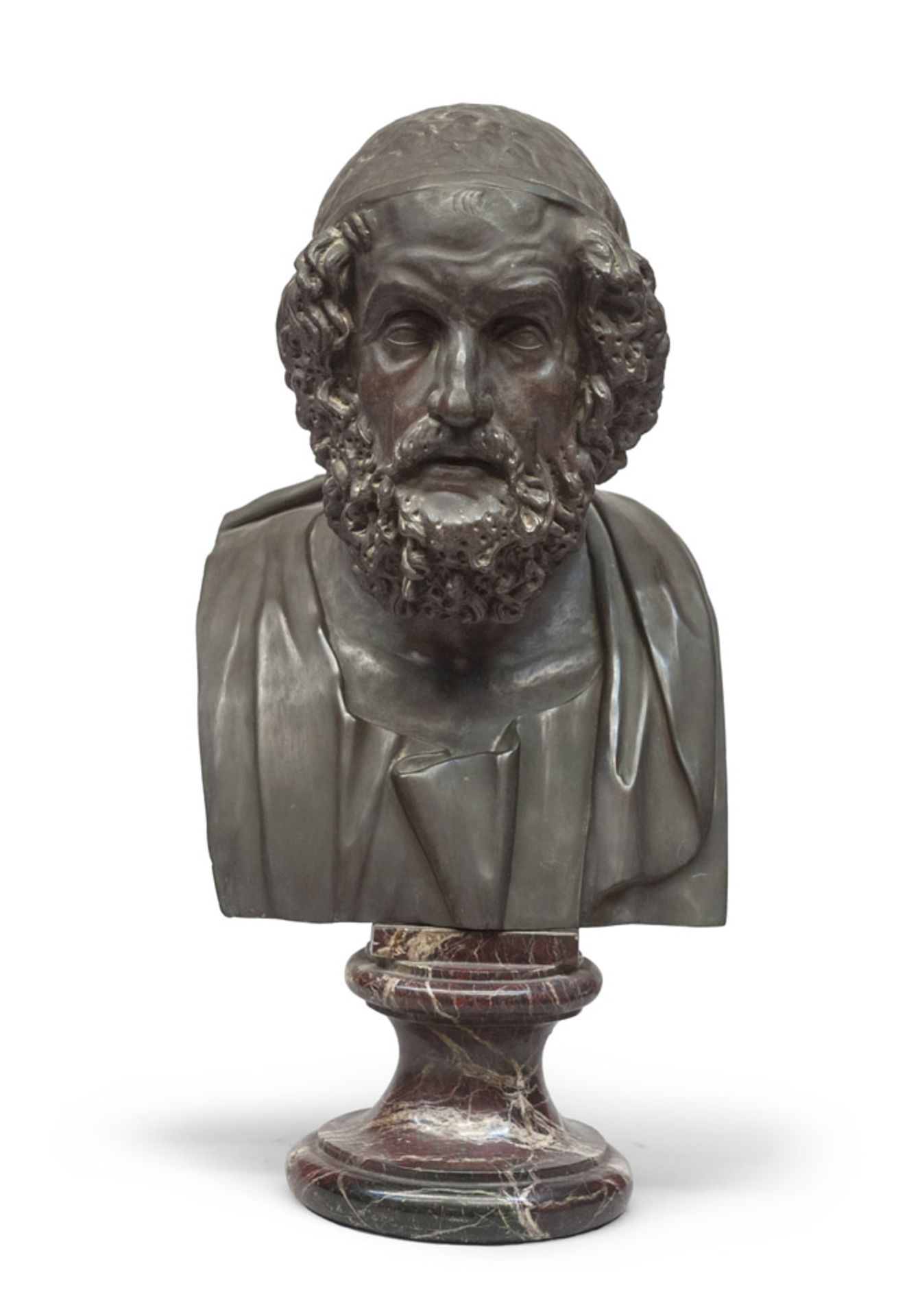 NEAPOLITAN SCULPTOR, EARLY 19TH CENTURY HOMER Black-patinated bronze bust, cm. 55 x 35 x 35 Peach