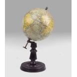 SMALL WORLD MAP, FIRMATO J. FOREST FRANCIA BEGINS 20TH CENTURY with upright in ebonized wood.