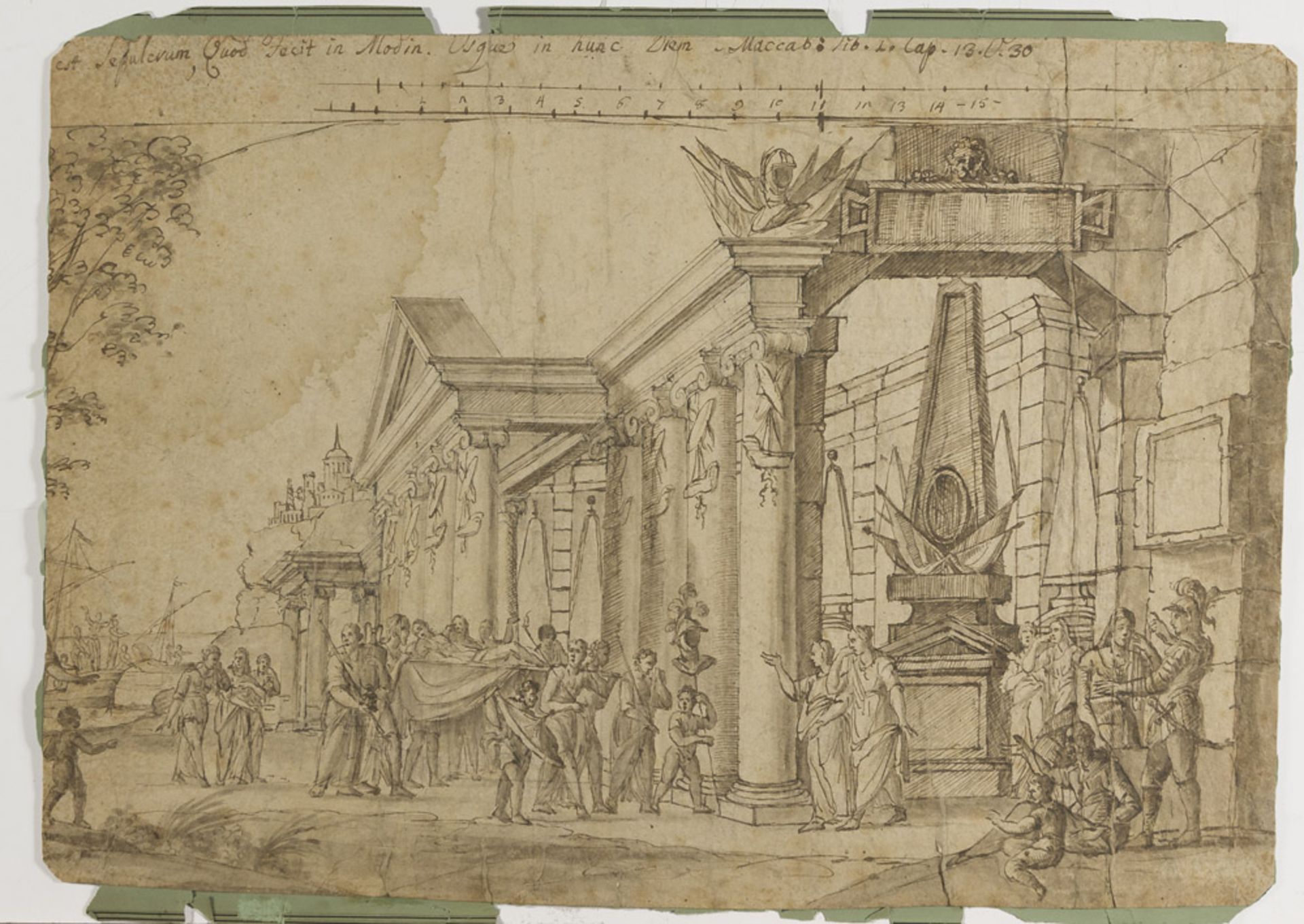 TUSCAN PAINTER, SECOND HALF 16TH CENTURY The sepulchre of Maccabei at Modin Sepias on paper, cm.