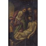 VENETIAN PAINTER, 17TH CENTURY Deposition of Christ in the sepulchre Oil on panel, cm. 46 x 29,5