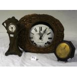 Sundial, Clock Case and Small Clock, 19TH - 20th century in metal and ceramics. Measures clock