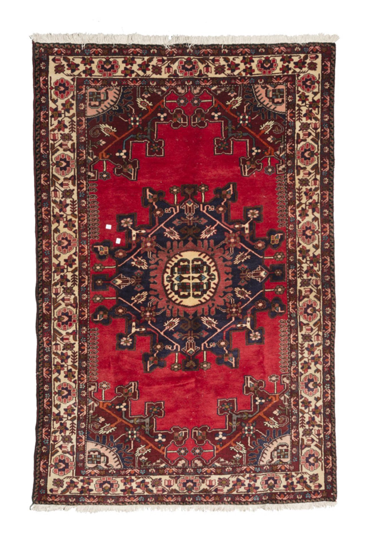 PERSIAN MESHKIN CARPET, HALF 20TH CENTURY with grnade medallion with flowers and palmette, in the