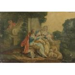 FRENCH PAINTER, BEGINNING OF 19TH CENTURY Gallant scene in the park Oil on canvas, cm. 42 x 60 Lacks