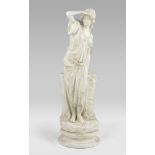 SCULPTURE IN CHALK, 20TH CENTURY representing a Roman woman. Circular base. Measures cm. 58 x 18 x