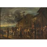 FOLLOWER OF MATTEO DEI PITOCCHI, LATE 19TH CENTURY Village scene Oil on panel, cm. 42,3 x 61,4