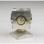 Cube clock, Years '50 in silverplated and glazed, with complete rotating head of Hygrometer and