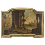 VENETIAN PAINTER, 18TH CENTURY View with architecture Oil on moldes canvas, cm. 87 x 137