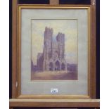 FRENCH PAINTER, 19TH CENTURY View of the Cathedral of Reims Watercolour on paper, cm. 35 x 26 Titled