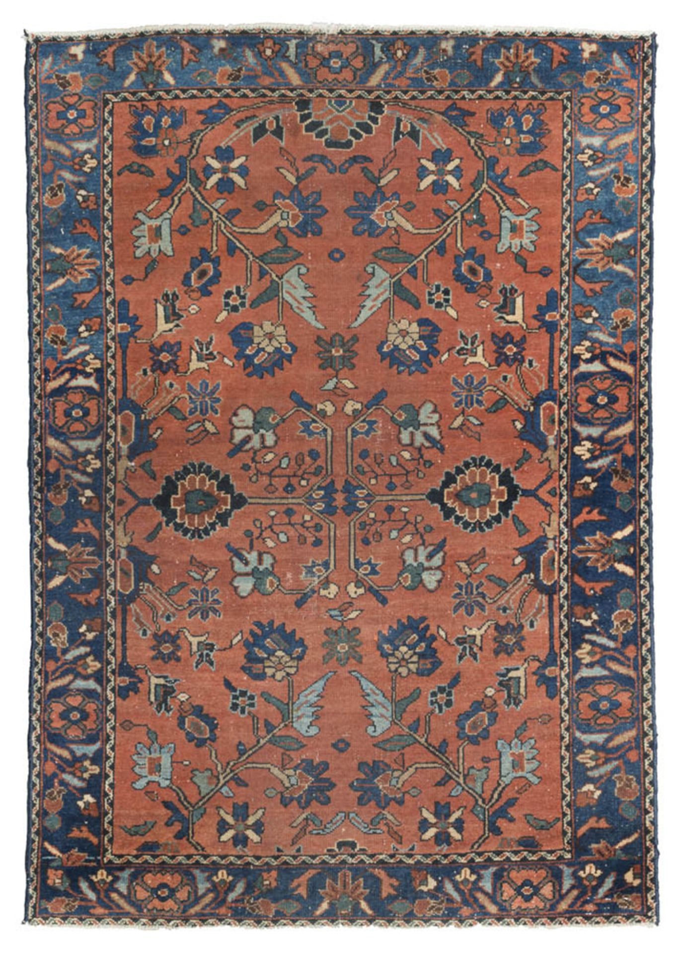 A RARE ANCIENT BAKTHIARI CARPET, LATE 19TH CENTURY with sketch to shoots, flowers and herati, in the