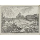 ENGRAVER 20TH CENTURY View of the Basilica and plaza of St. Pietro in Vatican, from Piranesi