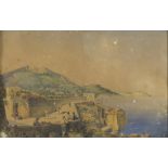 ITALIAN PAINTER, FIRST HALF OF 19TH CENTURY View of the Sicilian coastline with wayfarers