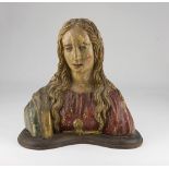 SCULPTOR CENTRAL ITALY, 17TH CENTURY Bust of the Virgin Wooden poyichrome sculpture, cm. 37 x 39 x