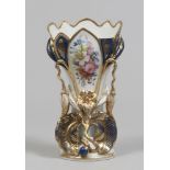 PORCELAIN VASE, LUIGI FILIPPO PERIOD white, polychrome and gold enamel with embossed flower