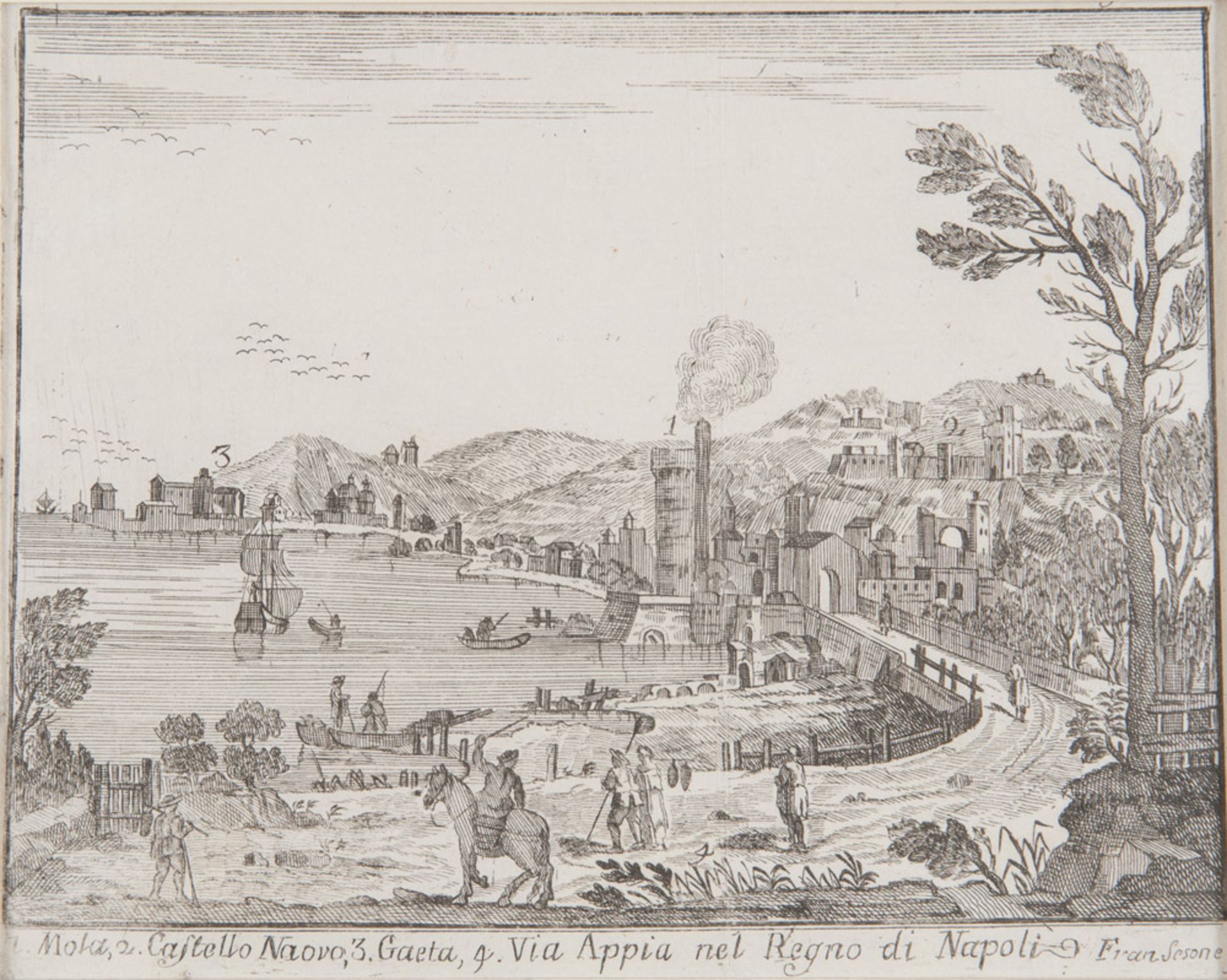 FRANCIS SEGONI (Rome 1705 -?) The street Appia from Gaeta to the Neapolitan Engraving on copper, cm.