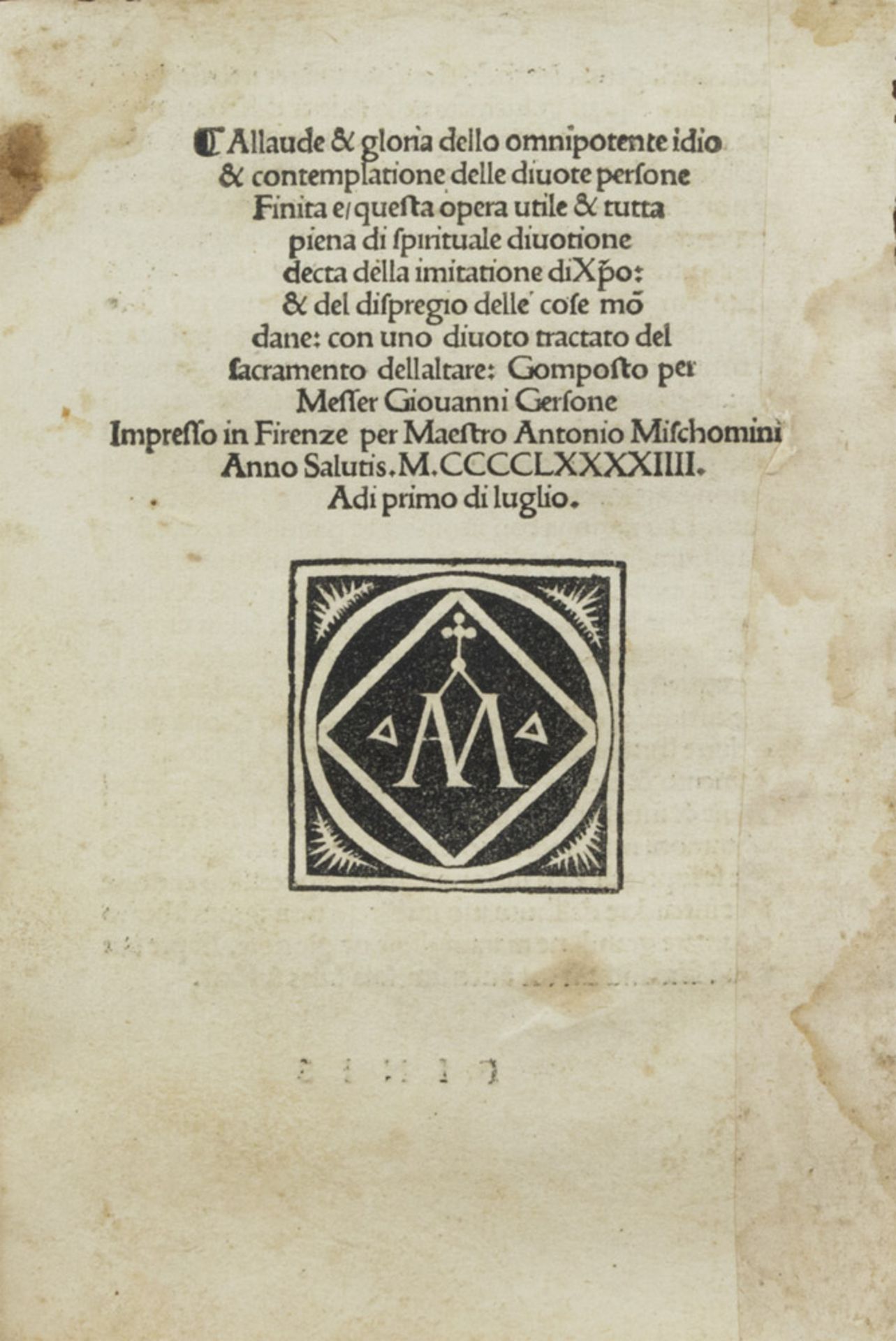 INCUNABOLUM Gersone Giovanni, All the things of the World. A volume with miniated indentations. - Bild 3 aus 4