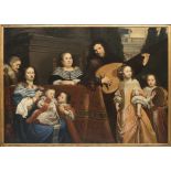 JAN DE BRAY (HAARLEM 1626/27 - 1697). Portrait of family with musician. Oil on canvas applied on