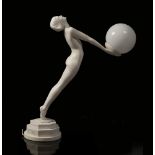 LAMP IN RESIN PLASTER, STYLE LIBERTY 20TH CENTURY with stem modeled to figure of donnina with