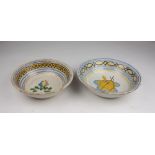 TWO SALAD BOWLS IN CERAMICS, CAMPANIAN WORKSHOP LATE 19TH CENTURY decorated with flowers, fruits and