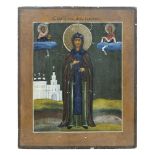 RUSSIAN SCHOOL, 19TH CENTURY. Saint Clare, Tempera on wood, cm. 31,5 x 27. PITTORE RUSSO, XIX SECOLO