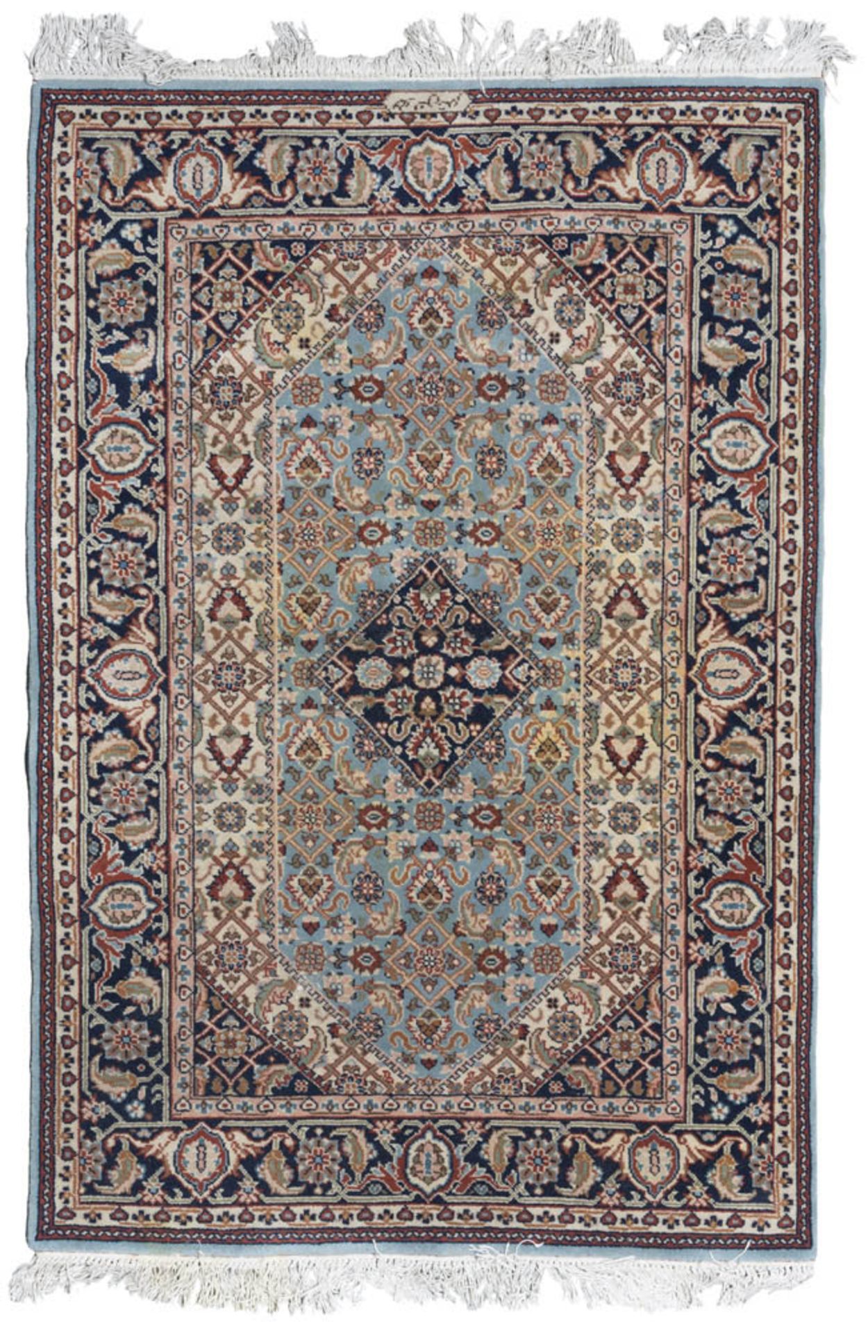 BALKAN CARPET, 20TH CENTURY with medallion in blue and secondary motives to leaves, in the central