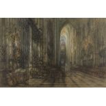 WYKE BAYLISS (England, 1835 - 1906) Inside of the Cathedral of Amiens Watercolour on paper, cm. 48 x