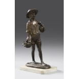 NEAPOLITAN SCULPTOR, 19TH CENTURY WATER HOLDER Bronze, cm. 33 x 12 x 16. Signed 'De Gregorio', on