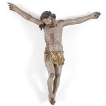 SCULPTURE OF CHRIST IN LACQUERED WOOD, 18TH CENTURY in polycromy with gilded drapery. Measures cm.