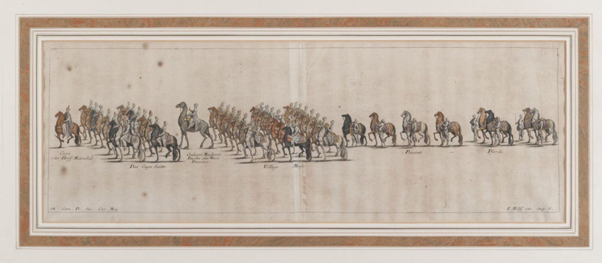 GERMAN ENGRAVER, LATE 19TH CENTURY CAVALRY, INFANTRYMEN AND ARTILLERY CAVALRY AND MUSICAL - Image 2 of 2