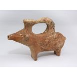 ASKOS IN TERRACOTTA, 20TH CENTURY in red and beige terracotta. Figure of piglet on the back.