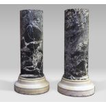 RARE PAIR OF COLUMN ELEMENTS IN ACQUITANIA MARBLE, 17TH CENTURY . Measures cm. 107 x 56. Basements