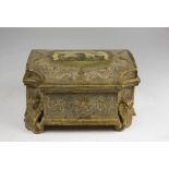 CASKET OF POOR ART, PROBABLY VENICE 18TH CENTURY in gilt wood, cover painted with aristocratic