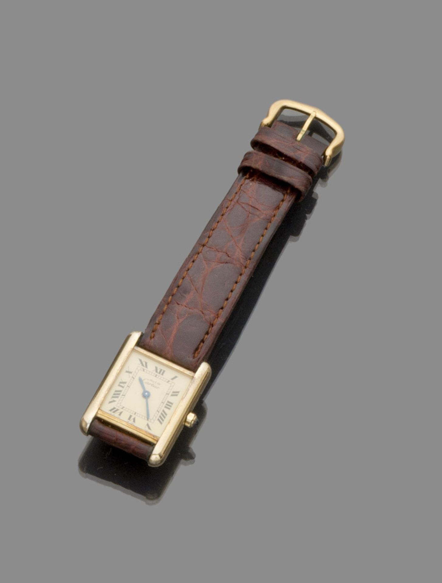 CARTIER WRIST WATCH, with box in silver 925 electroplated with yellow gold, movement manual and dial