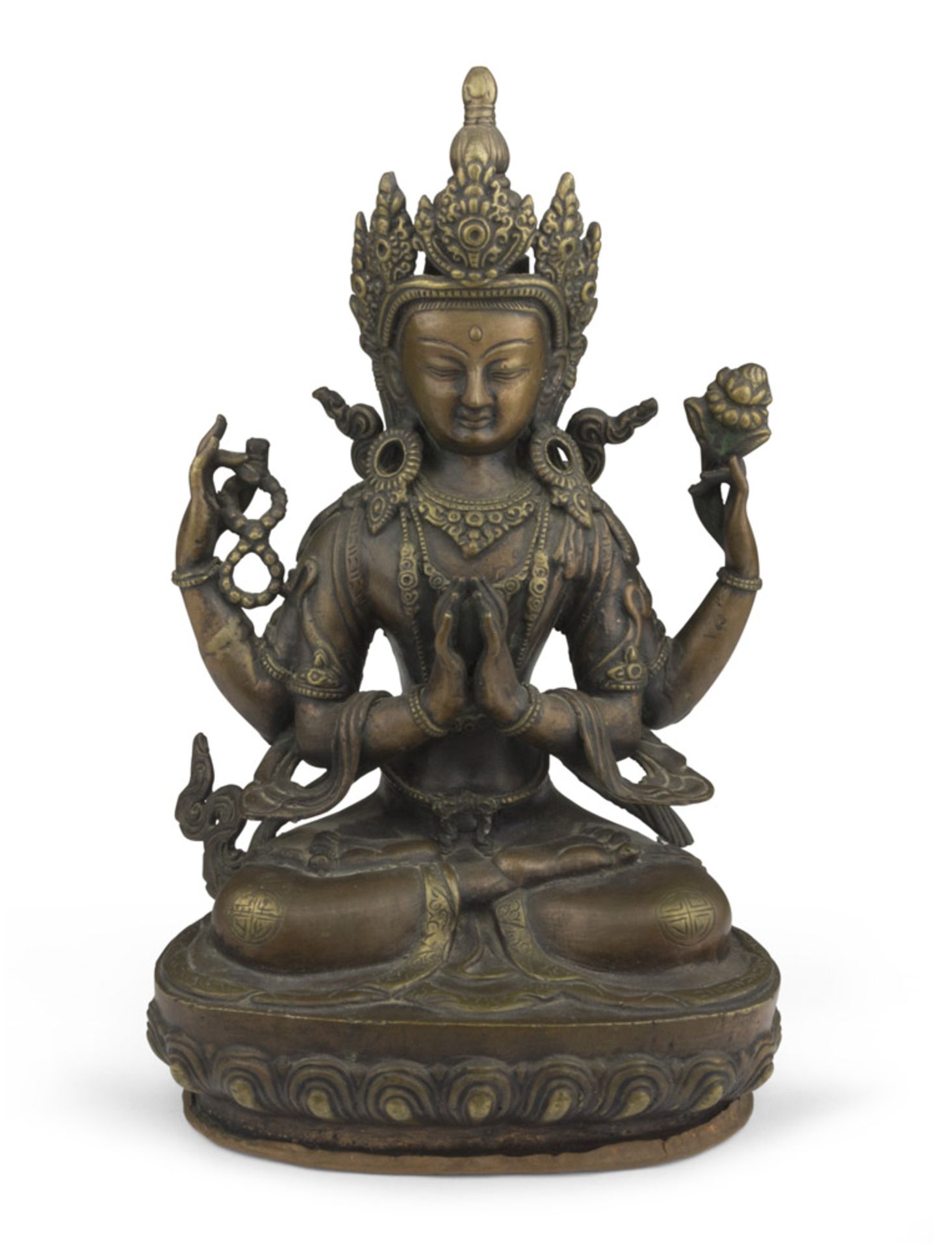 A BURNISHED BRONZE SCULPTURE, TIBET, LATE 19TH - EARLY 20TH CENTURY