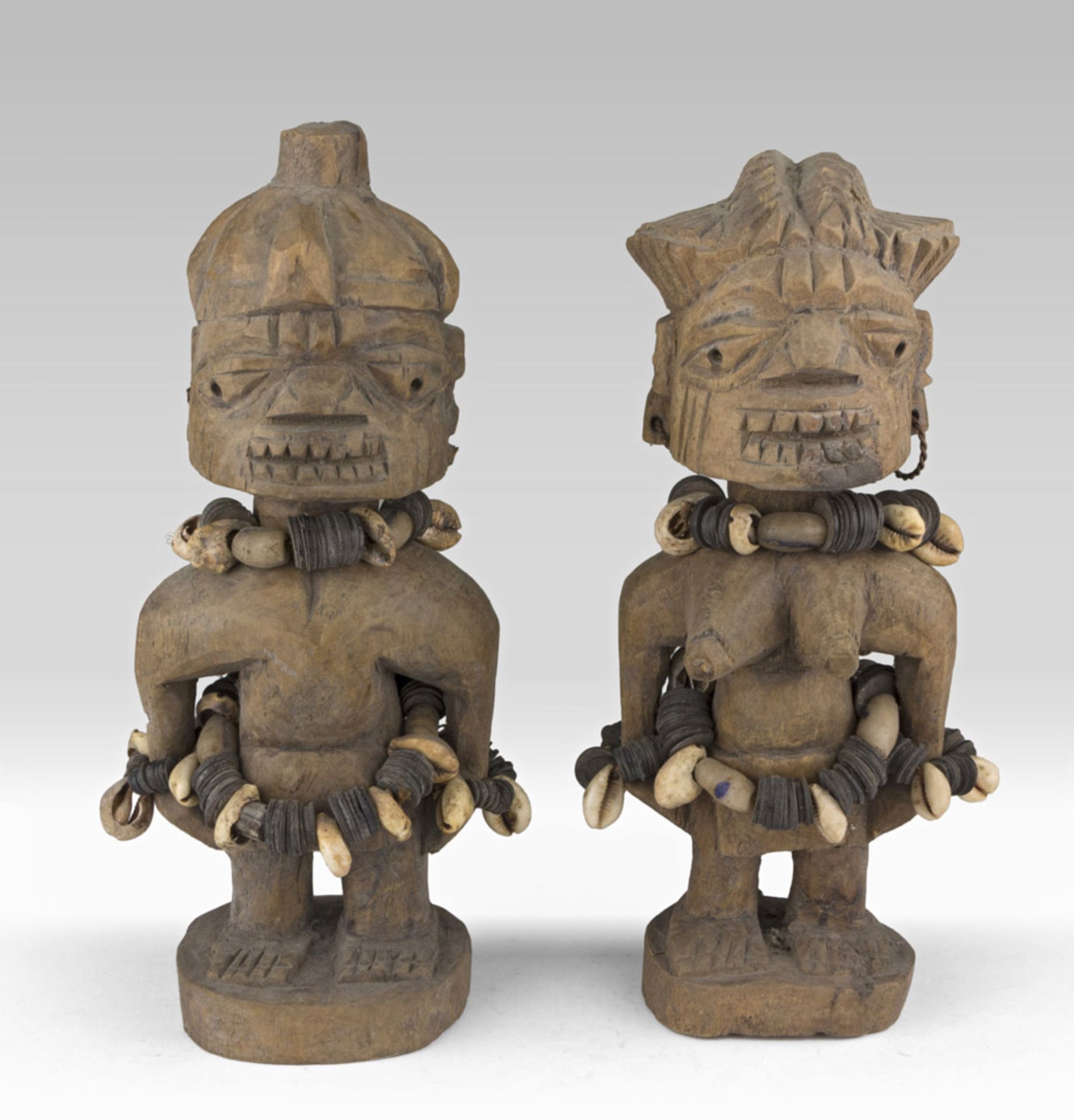 A COUPLE OF ANCESTOR SCULPTURES, CONGO, YOMBÈ CULTURE, 20TH CENTURY