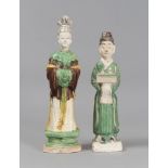 TWO CHINESE GLAZED TERRACOTTA SCULPTURES. 20TH CENTURY.