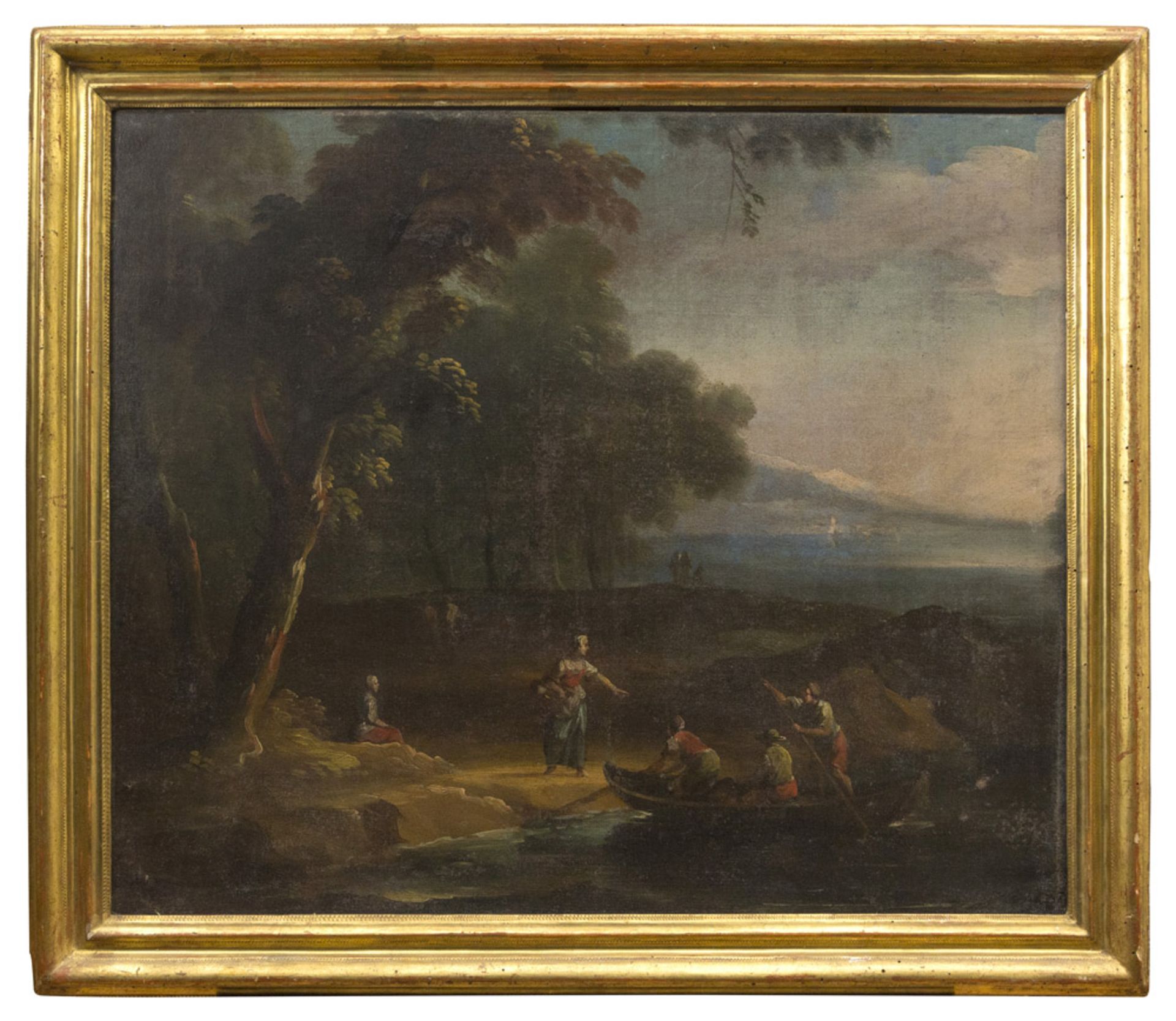 NORTHERN ITALYPAINTER, 18TH CENTURY LANDSCAPE WITH FISHERMEN Oil on canvas, cm. 62 x 73 CONDITION