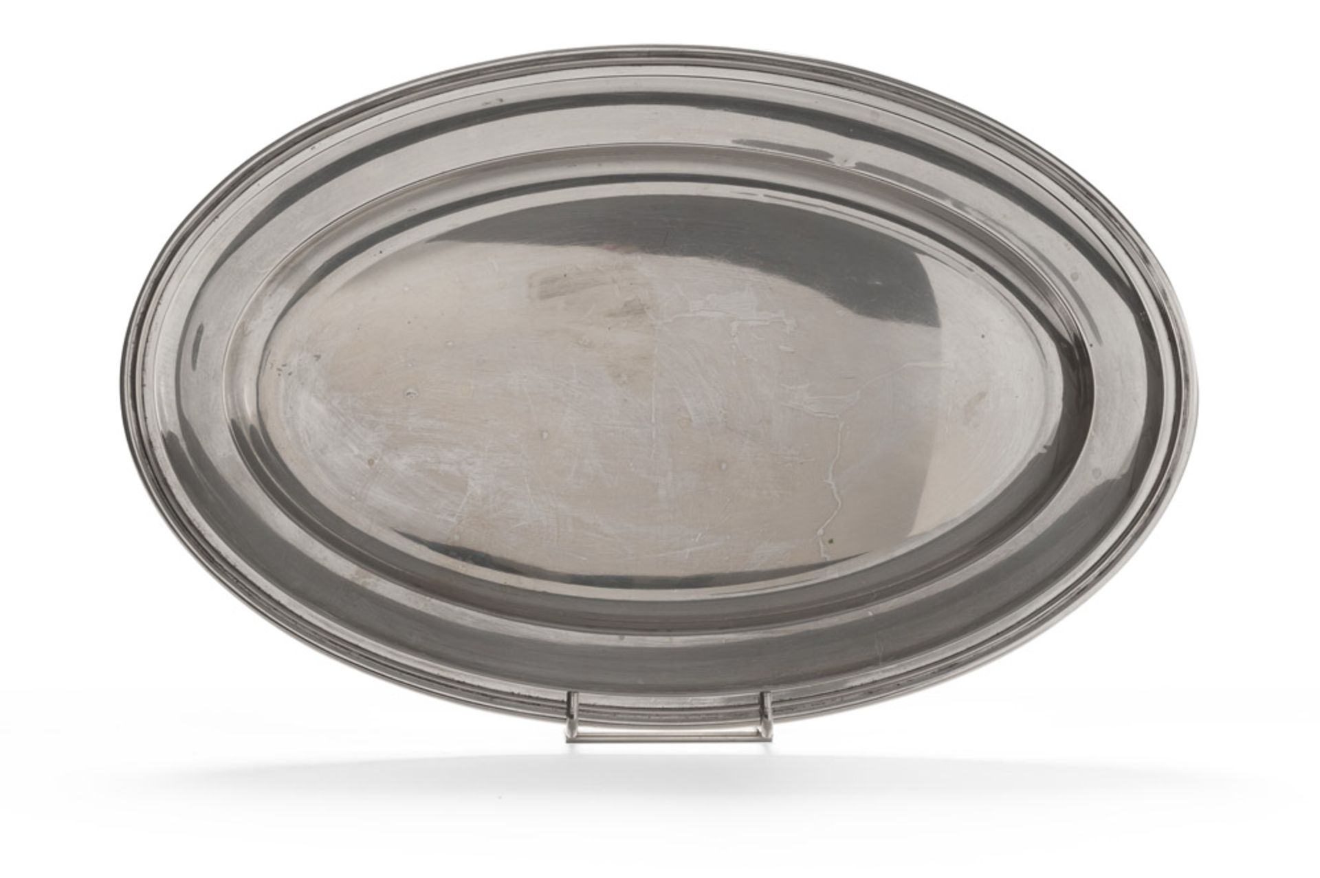 SMALL TRAY IN SILVER, PUNCH PADUA 1944/1968 oval shape, smooth ground. Silversmiths Bruno and Caesar