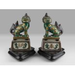 A PAIR OF POLICHROME AND GOLD GLAZED PORCELAIN SCULPTURES, CHINA, 20TH CENTURY