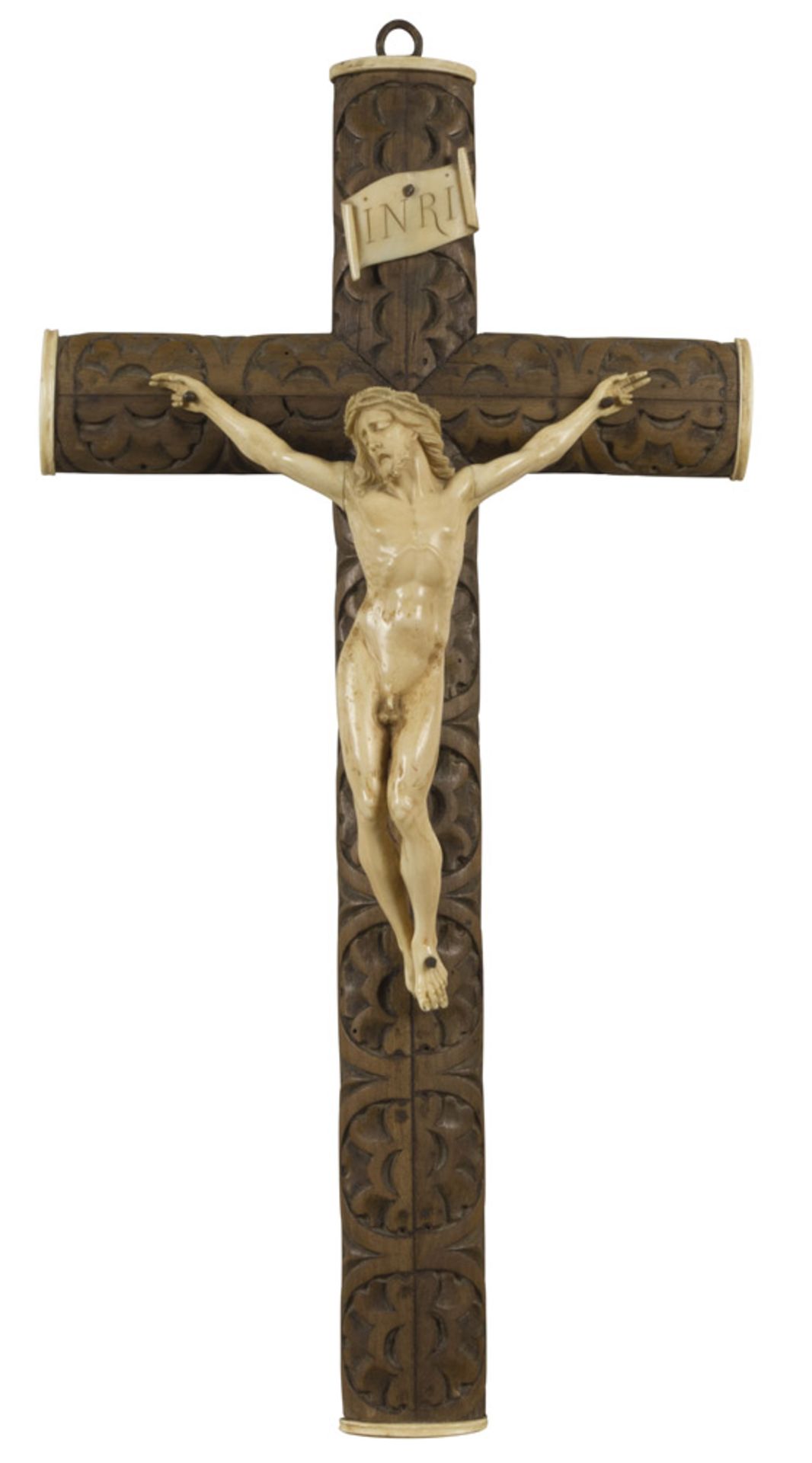 CRUCIFIX WITH IVORY CHRIST, 18TH CENTURY