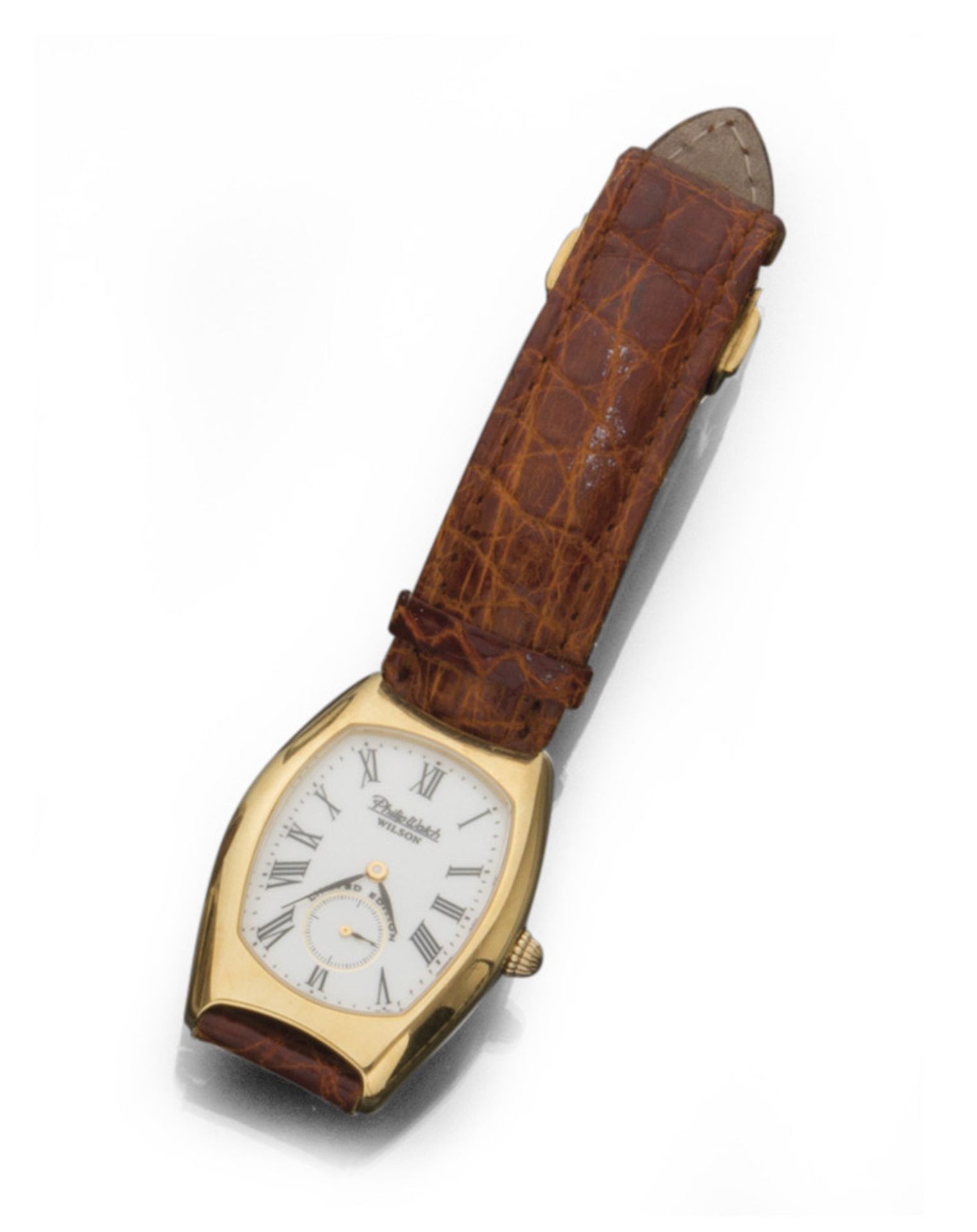 PHILIP WATCH WRIST WATCH, case in yellow gold 18 kts., Manual movement, dial of white enamel with