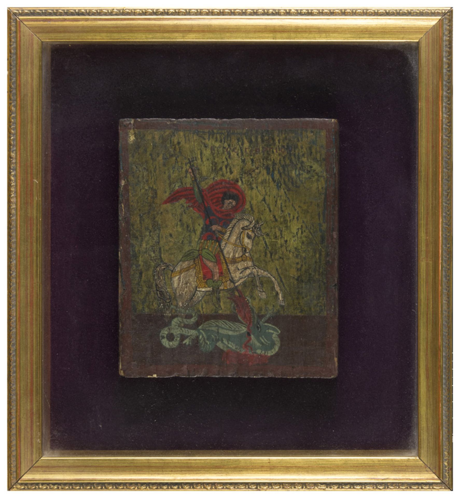 RUSSIAN SCHOOL, LATE 18TH - EARLY 19TH CENTURY ST. GEORGE AND THE DRAGON Tempera on panel cm. 15,5 x - Bild 2 aus 2