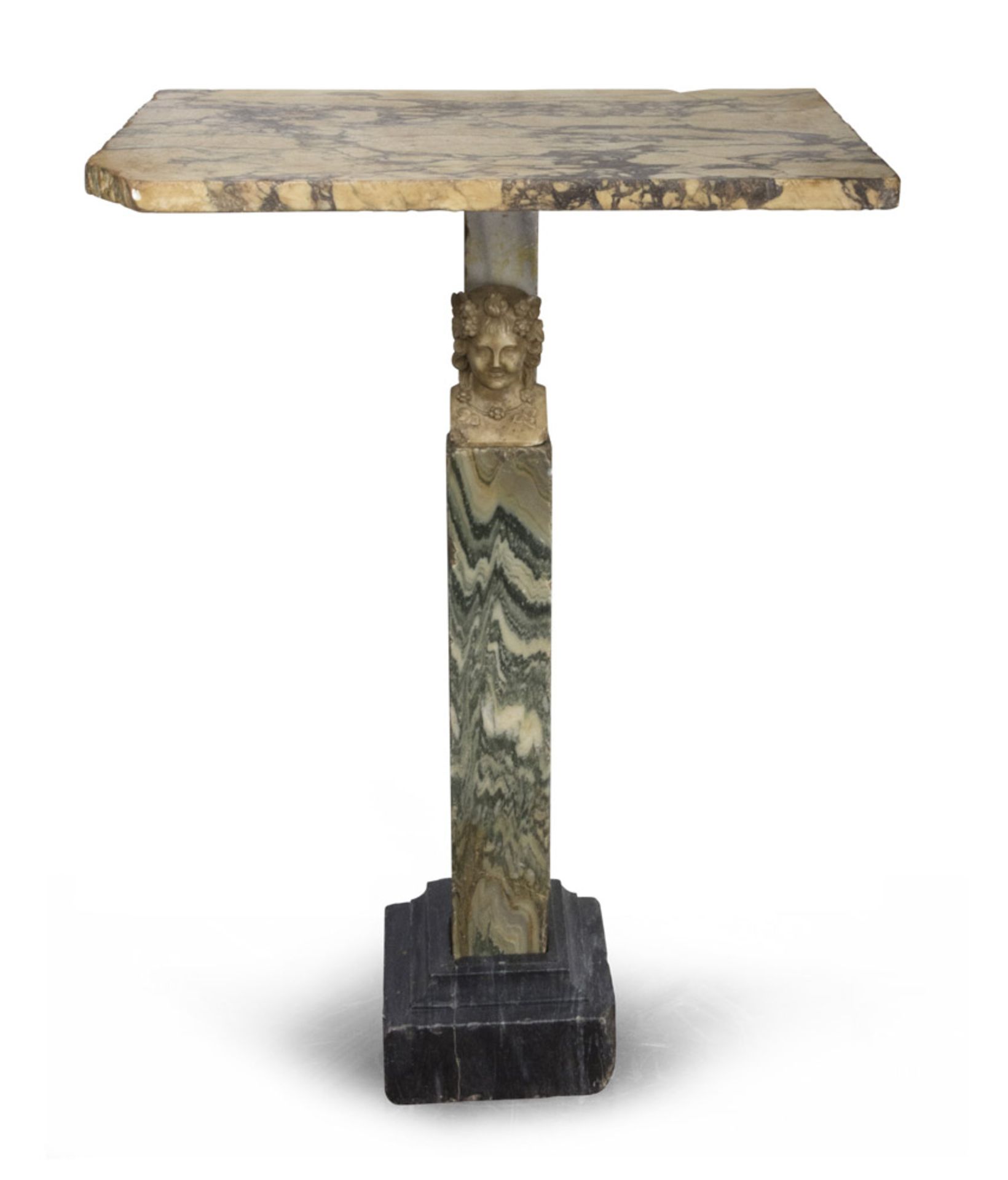 SMALL WALL TABLE IN ANCIENT MARBLES, ROME LATE 18TH CENTURY with cipollino upright with classical